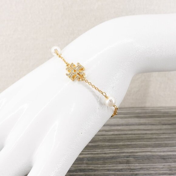Tory Burch Gemstones and Pearl Bracelet Gold OS - Picture 8 of 16